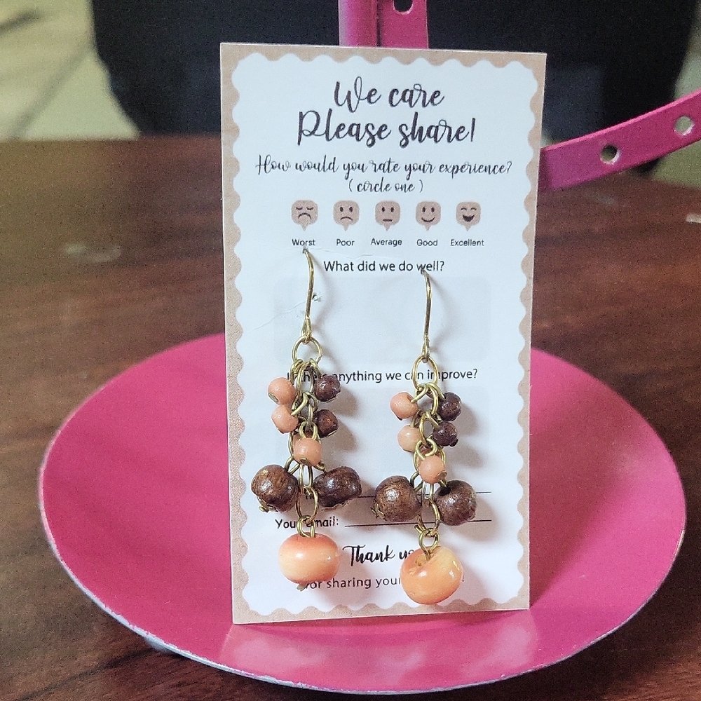 Elegant Gold and Brown Beaded Earrings